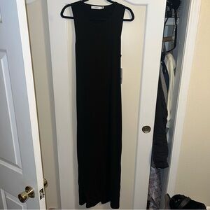 NWT Just Fab Black Ribbed Sleeveless Midi Peep Back Dress